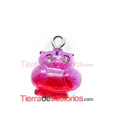 Colgante Buho Acrílico 13mm Fucsia Degradee con Swarovski