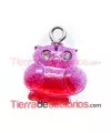 Colgante Buho Acrílico 13mm Fucsia Degradee con Swarovski