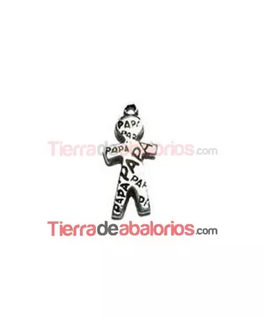 Colgante Papá 21x10mm con Anilla, Plateado