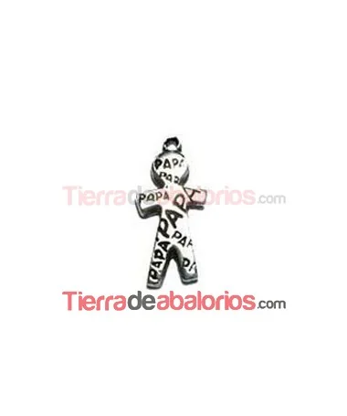 Colgante Papá 21x10mm con Anilla, Plateado Colgante Papá 21x10mm con Anilla, Plateado