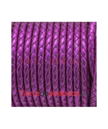 Cuero Trenzado Sintético 5mm Fucsia Metalizado