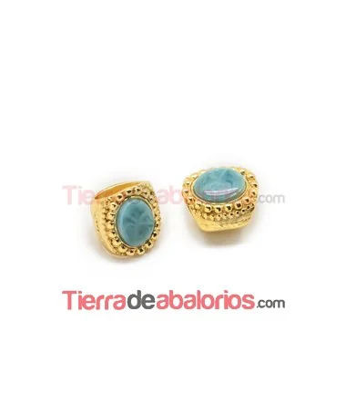 Entrepieza Regaliz 16x12mm Dorada con Cabujón Turquesa