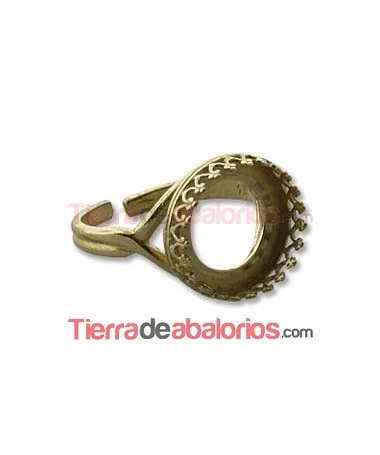 Anillo Ajustable con Ribete 12mm, Dorado Anillo Ajustable con Ribete 12mm, Dorado