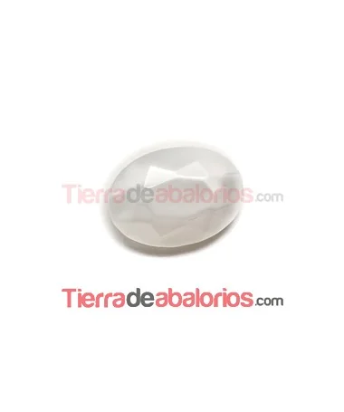 Cabujón Oval Facetado 25x18mm White Silky