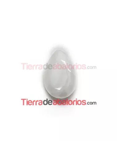Cabujón Pearshape 25x18mm White Silky