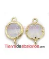 Conector Cristal Facetado 18x12mm Blanco Opalino, Dorado