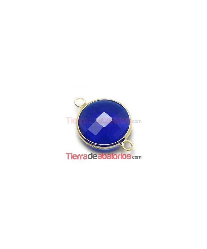 Conector Cristal Facetado 21x15mm Sapphire, Dorado