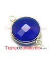 Conector Cristal Facetado 21x15mm Sapphire, Dorado