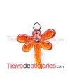 Colgante Libelula Acrílica 16mm Rojo/Naranja con Swarovski