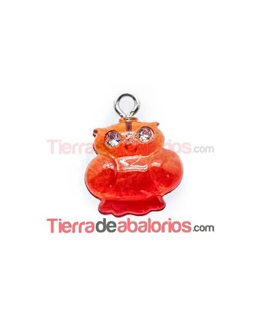 Colgante Buho Acrílico 13mm Rojo/Naranja con Swarovski