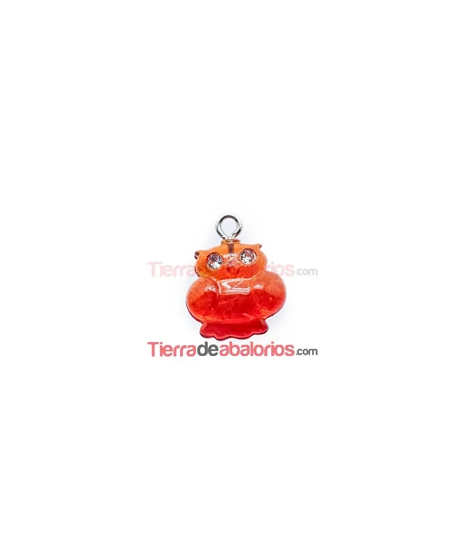 Colgante Buho Acrílico 13mm Rojo/Naranja con Swarovski Colgante Buho Acrílico 13mm Rojo/Naranja con Swarovski