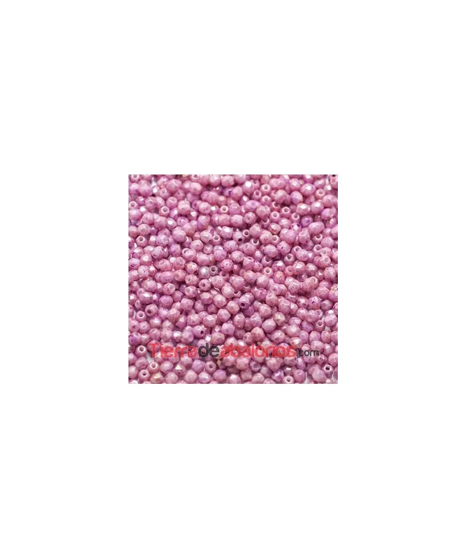 Facetada 3mm Opaque Pink Marble Facetada 3mm Opaque Pink Marble