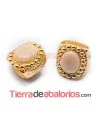 Entrepieza Regaliz 16x12mm Dorada con Cabujón Beige