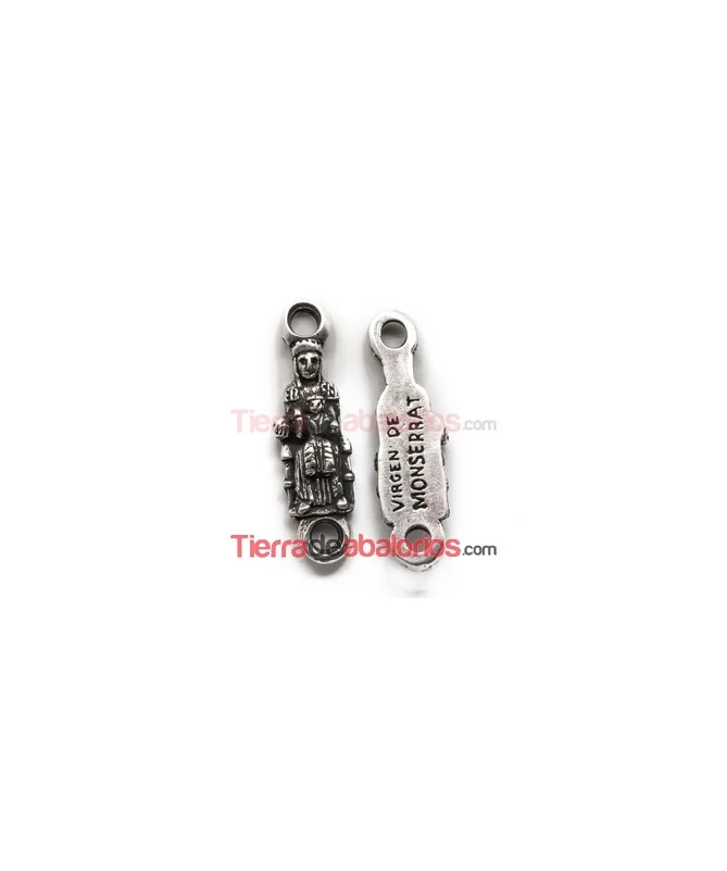 Conector 45x12mm Virgen de Monserrat, Plateada