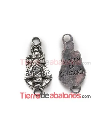 Conector 44x20mm Virgen de Covadonga, Plateada Conector 44x20mm Virgen de Covadonga, Plateada
