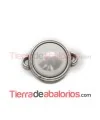 Conector con Perla 18x13mm, Plateada