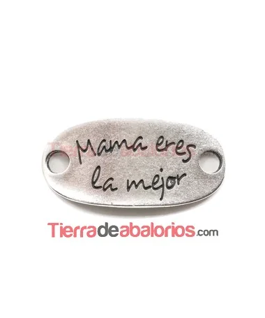 Entrepieza Oval Curvada 39x19mm Mamá eres la Mejor, Plateada Entrepieza Oval Curvada 39x19mm Mamá eres la Mejor, Plateada