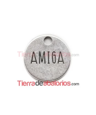 Medalla 19mm Amiga, Plateada Medalla 19mm Amiga, Plateada