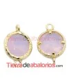 Conector Cristal Facetado 18x12mm Rosa Opalino, Dorado