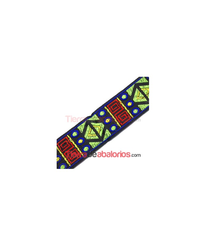 Tapa-Costuras Étnico 35mm Pistacho/Multicolor
