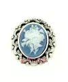 Camafeo 35x30mm Azul Plateado