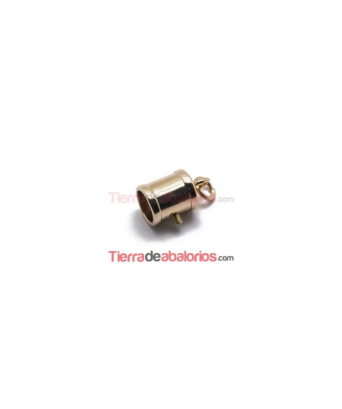 Terminal Tubo con Anilla 23x14mm Agujero 10mm, Oro Rosa