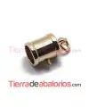 Terminal Tubo con Anilla 23x14mm Agujero 10mm, Oro Rosa