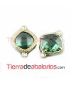 Conector Cristal Facetado 20x15mm Verde Claro, Dorado