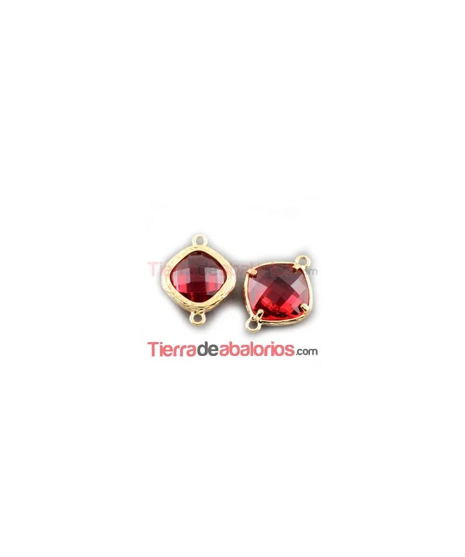 Conector Cristal Facetado 20x15mmm Ruby, Dorado