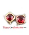 Conector Cristal Facetado 20x15mmm Ruby, Dorado