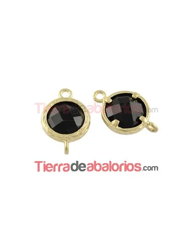 Conector Cristal Facetado 18x12mm Negro, Dorado Conector Cristal Facetado 18x12mm Negro, Dorado
