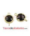 Conector Cristal Facetado 18x12mm Negro, Dorado