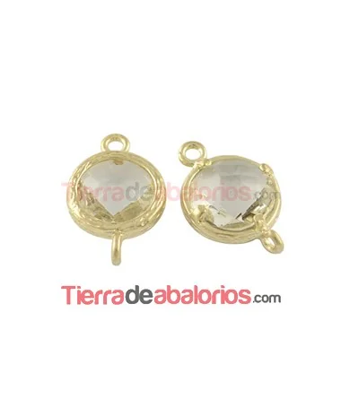 Conector Cristal Facetado 18x12mm Citrino, Dorado