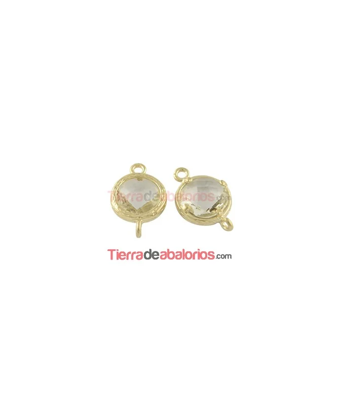 Conector Cristal Facetado 18x12mm Citrino, Dorado