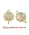 Conector Cristal Facetado 18x12mm Citrino, Dorado