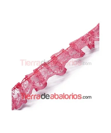 Puntilla Fruncida de Nylon 20mm Rosa