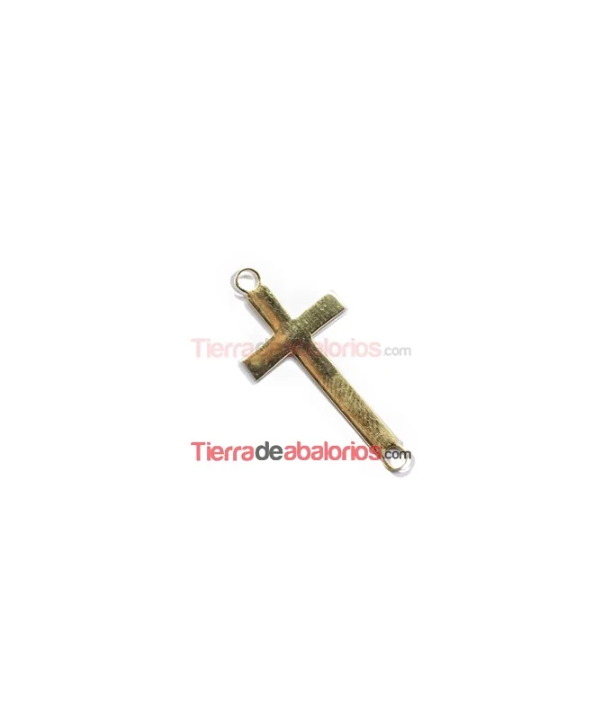 Cruz 30x14mm con Anillas, Plata de Ley Chapado en Oro