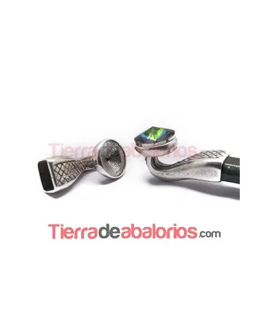 Cierre Terminal Serpiente 31x12mm Agujero 10x6mm Plateado