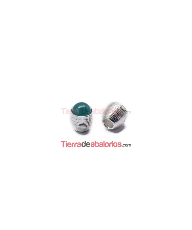 Terminal Rayas 11x12mm, Agujero 5mm - Plateado