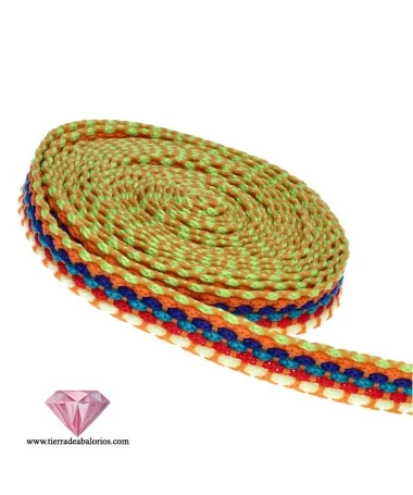 Tira Plana de Algodón 10mm Naranja-Multicolor