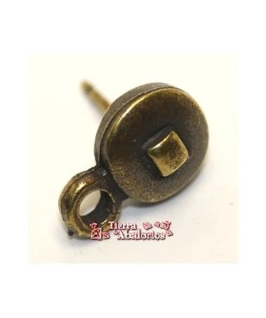 Pendiente Redondo 9mm con Anilla, Oro Viejo