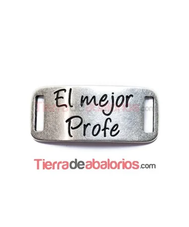Entrepieza Curvada 38x17mm El Mejor Profe, Plateada
