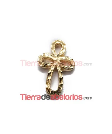 Cruz Rugosa 21x14mm, Dorada