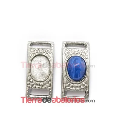 Entrepieza Curvada Rugosa para Cabujón, Plata Vieja