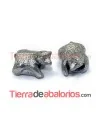 Entrepieza Regaliz Oso 25x19mm, Agujero 11x8mm, Plata Vieja