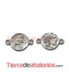 Conector Moneda Griega 26x16mm con 2 anillas, Plateada