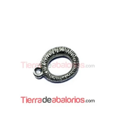 Aro Regaliz Mil Rayas 21x15mm con Anilla, Plata Vieja