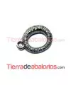 Aro Regaliz Mil Rayas 21x15mm con Anilla, Plata Vieja