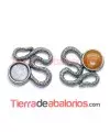 Entrepieza Serpiente 34x33mm para Cabujón, Plata Vieja