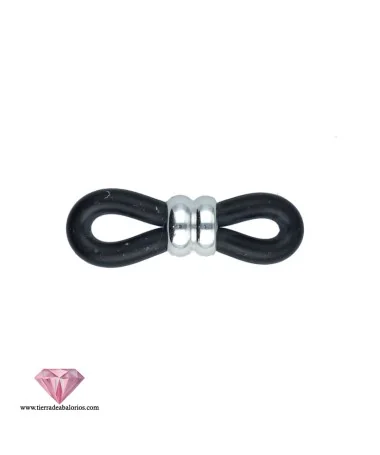 Goma para Gafas Negra, Entrepieza Plateada